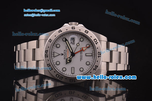 Rolex Explorer II 43mm Rolex 3187 Movement Steel Case/Strap with White Dial - Click Image to Close